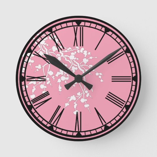 Roze met Cherry Blossom Wall Clock Ronde Klok (Voorkant)