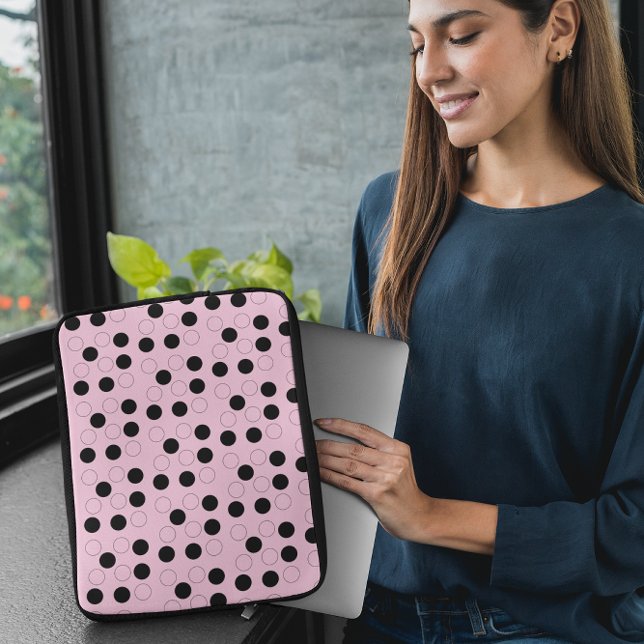 Roze met cirkels laptop sleeve (Creator heeft geüpload)