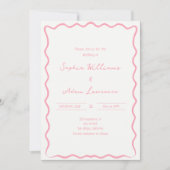 Roze met de Hand Geschreven Pinstrepen Whimsical H Kaart (Voorkant)
