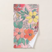Roze, met de hand getekend, crème girale roze bad handdoek (Handdoek)