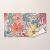 Roze, met de hand getekend, crème girale roze bad handdoek (Handdoek)