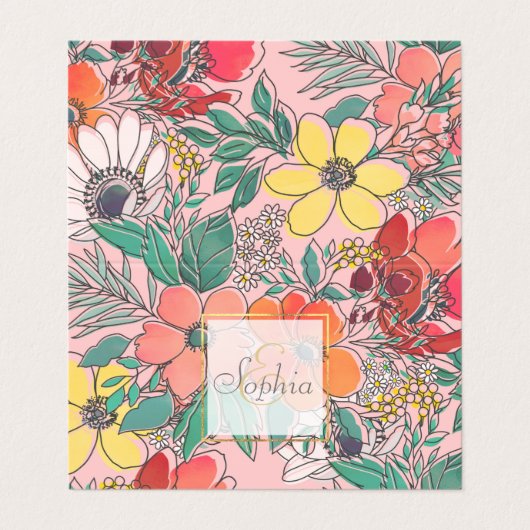 Roze, met de hand getekend, crème girale roze visitekaartje (Buitenkant ongevouwen)