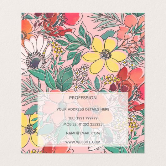 Roze, met de hand getekend, crème girale roze visitekaartje (Binnenkant ongevouwen)