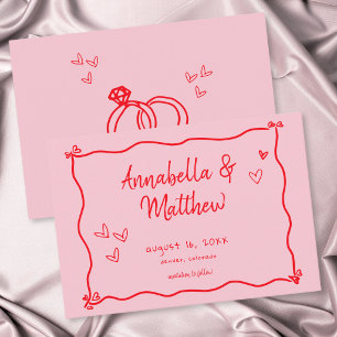 Roze met de hand getekend hart Whimsical moderne t Save The Date
