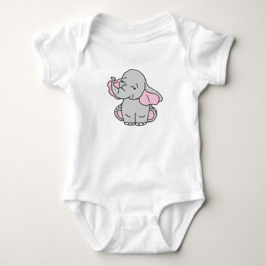 Roze met de hand getekend olifant patroon olifant romper (Voorkant)