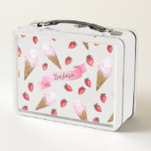 Roze met de hand getekende aardbeienijs Whimsical (Achterkant)