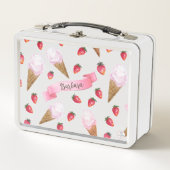 Roze met de hand getekende aardbeienijs Whimsical (Voorkant)