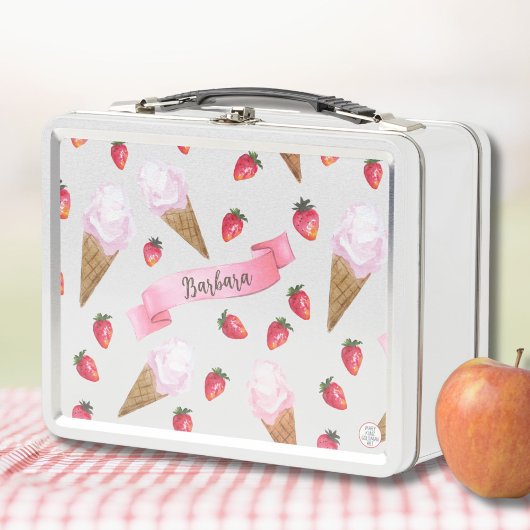 Roze met de hand getekende aardbeienijs Whimsical