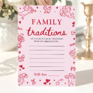 Roze met de hand getekende babyshower Familietradi Kaart