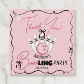 Roze met de hand getekende BOWling Bogen Meisje Ve Bedankjes Labels (Voorkant)