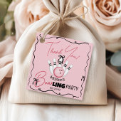 Roze met de hand getekende BOWling Bogen Meisje Ve Bedankjes Labels