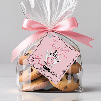 Roze met de hand getekende BOWling Bogen Meisje Ve Bedankjes Labels