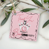 Roze met de hand getekende BOWling Bogen Meisje Ve Bedankjes Labels