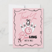 Roze met de hand getekende BOWling Bogen Meisje Ve Bedankkaart (Voorkant)