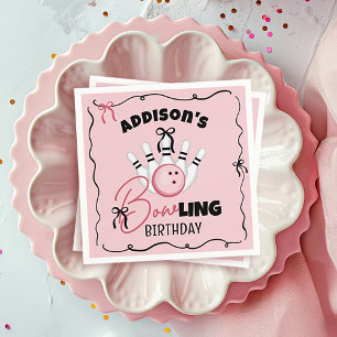 Roze met de hand getekende BOWling Bogen Meisje Ve Servet
