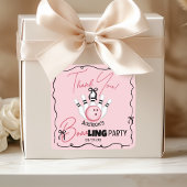 Roze met de hand getekende BOWling Bows verjaardag Vierkante Sticker