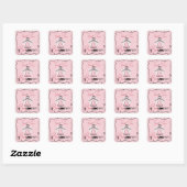 Roze met de hand getekende BOWling Bows verjaardag Vierkante Sticker (Vel)