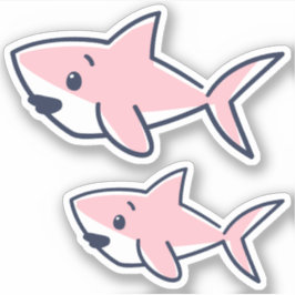Roze met de hand getekende cartoon baby haai scrap sticker