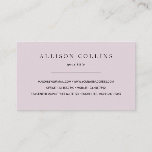 Roze, met de hand getekende eminine bloemen visitekaartje (Achterkant)