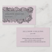 Roze, met de hand getekende eminine bloemen visitekaartje (Voorkant / Achterkant)