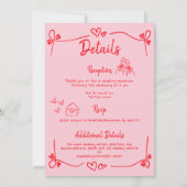 Roze met de hand getekende hart whimsical moderne kaart (Achterkant)