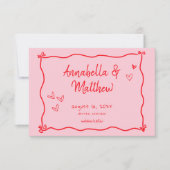 Roze met de hand getekende hart whimsical moderne  save the date (Voorkant)