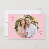 Roze met de hand getekende hart whimsical moderne  save the date (Achterkant)