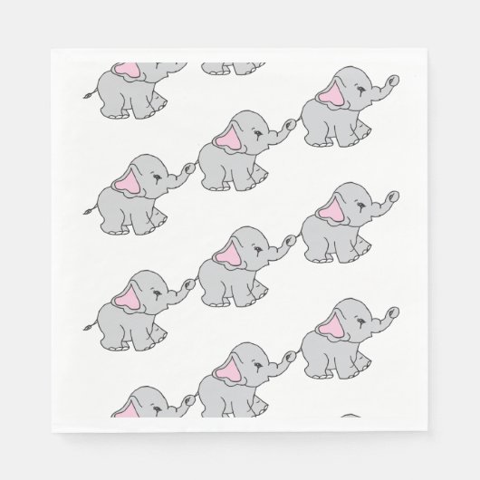Roze met de hand getekende olifant patroon olifant servet (Voorkant)