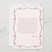 Roze met de hand getekende speelse doopuitnodiging kaart (Achterkant)