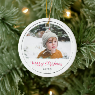 Roze met de hand getekende sterren ronde foto Kers Keramisch Ornament