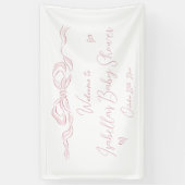 Roze met de hand getekende strik Baby Shower Welko Spandoek (Verticaal)