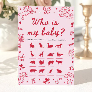 Roze met de hand getekende Valentijn Wie is mijn b Kaart