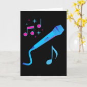 Roze, met de hand getrokken microfoonmuzieknotitie kaart (Gele Bloem)