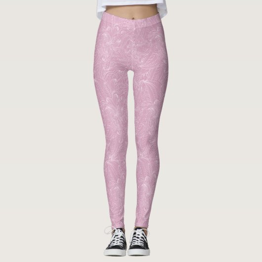 Roze met de Leggings van het patroonpatroon van Fl (Voorkant)