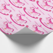 Roze, met de naam rocking horse 3rd verjaardagspat cadeaupapier (Hoek)