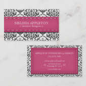 Roze, met de titel Damask Interior Designer Visitekaartje (Voorkant / Achterkant)
