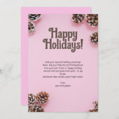 Roze met dennenappels feestdagenkaart (Voorkant / Achterkant)