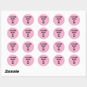 Roze Met Door Mij Gemaakt Zwarte Tekst Ronde Sticker (Vel)
