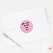 Roze Met Door Mij Gemaakt Zwarte Tekst Ronde Sticker (Envelop)
