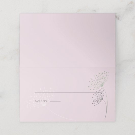 Roze met eenvoudige doedelbloemen plaatskaartje (Buitenkant ongevouwen)