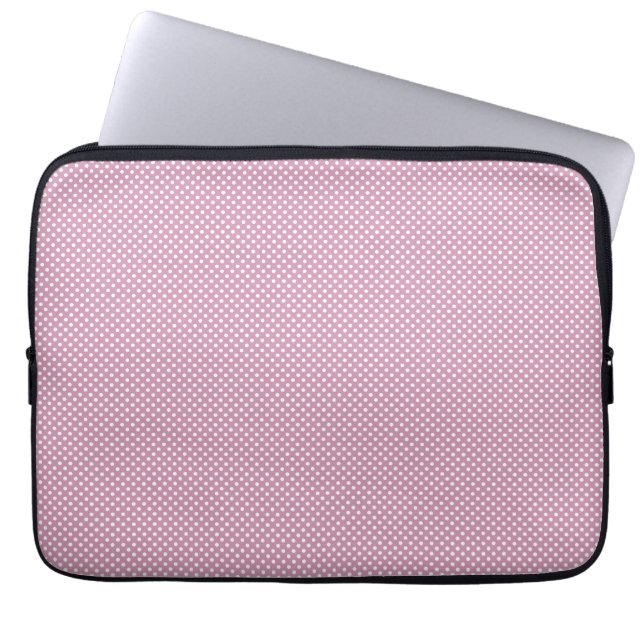 Roze met eenvoudige witte Stippen Laptop Sleeve (Voorkant)