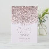  Roze met extra gewicht glitter Sweet 16-partij Kaart (Staand voorkant)