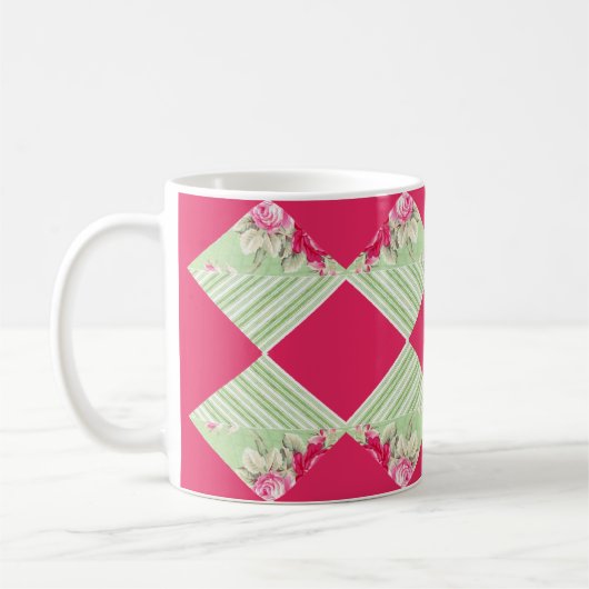 Roze met Faux Patchwork-Mok Koffiemok (Links)