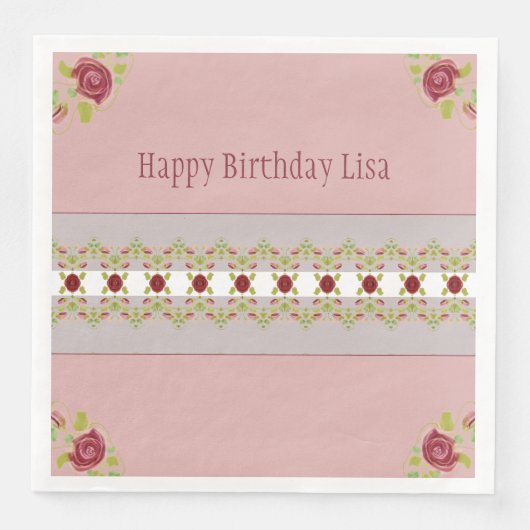 Roze met Floral Servet (Voorkant)