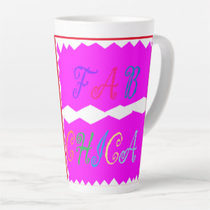 Roze met geborduurde look tekst belettering latte mok