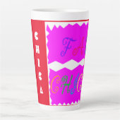 Roze met geborduurde look tekst belettering latte mok (Voorkant)