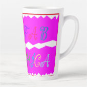 Roze met geborduurde look tekst belettering latte mok (Rechts)