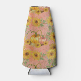 ROZE MET GELE ZONNEBLOEMEN & POMPOENEN FLESJESKOELER