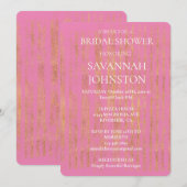 Roze met Glam Gold Chic Stripes Vrijgezellenfeest Kaart (Voorkant / Achterkant)