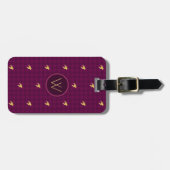 Roze met Gold Accent Houndstooth Bagagelabel (Voorkant horizontaal)